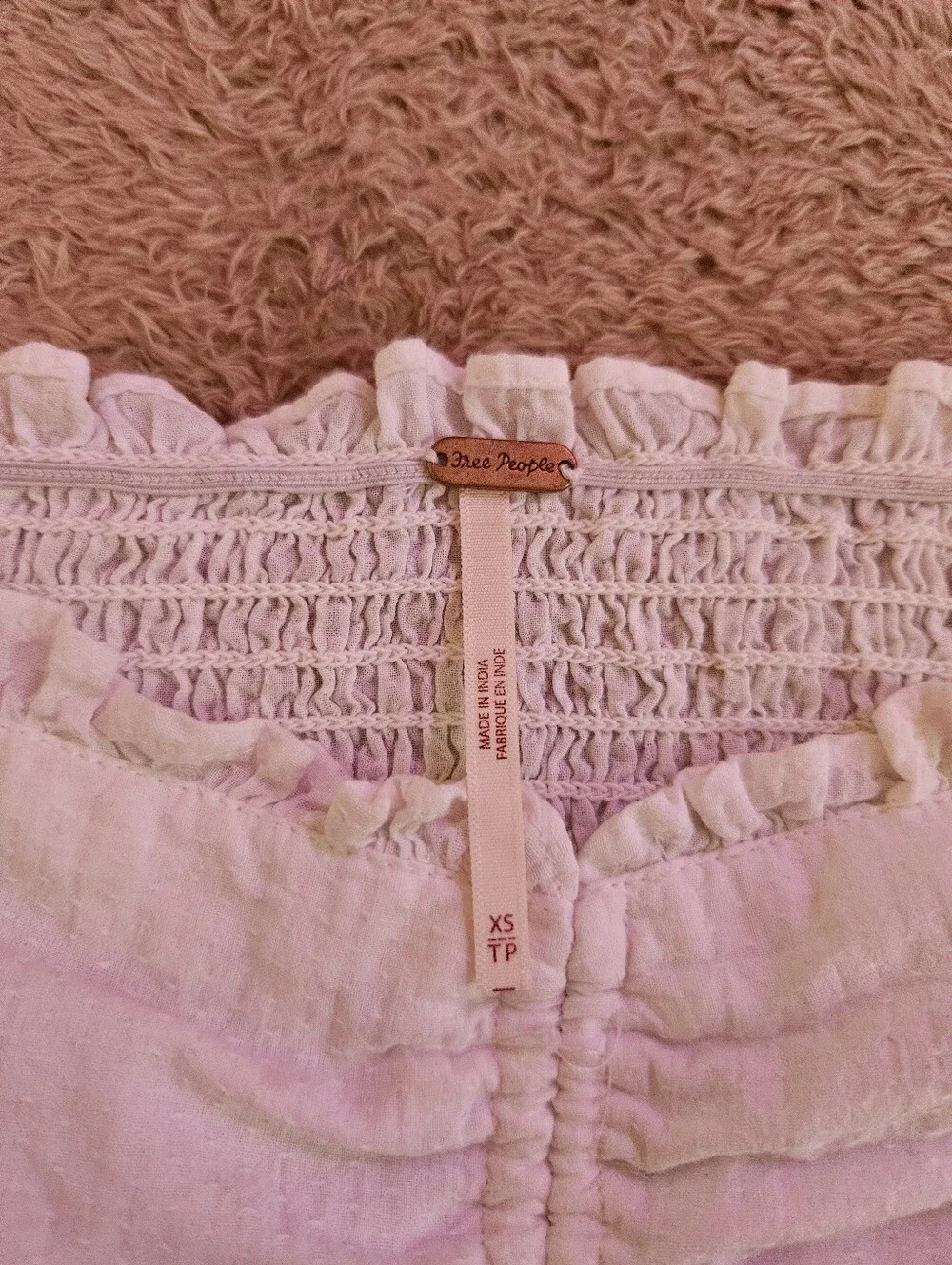 Free people White Peasant Tie-Front Women's Top Sz XS